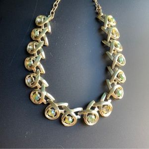 Unsigned Vintage Aurora Borealis Crystals Choker Necklace